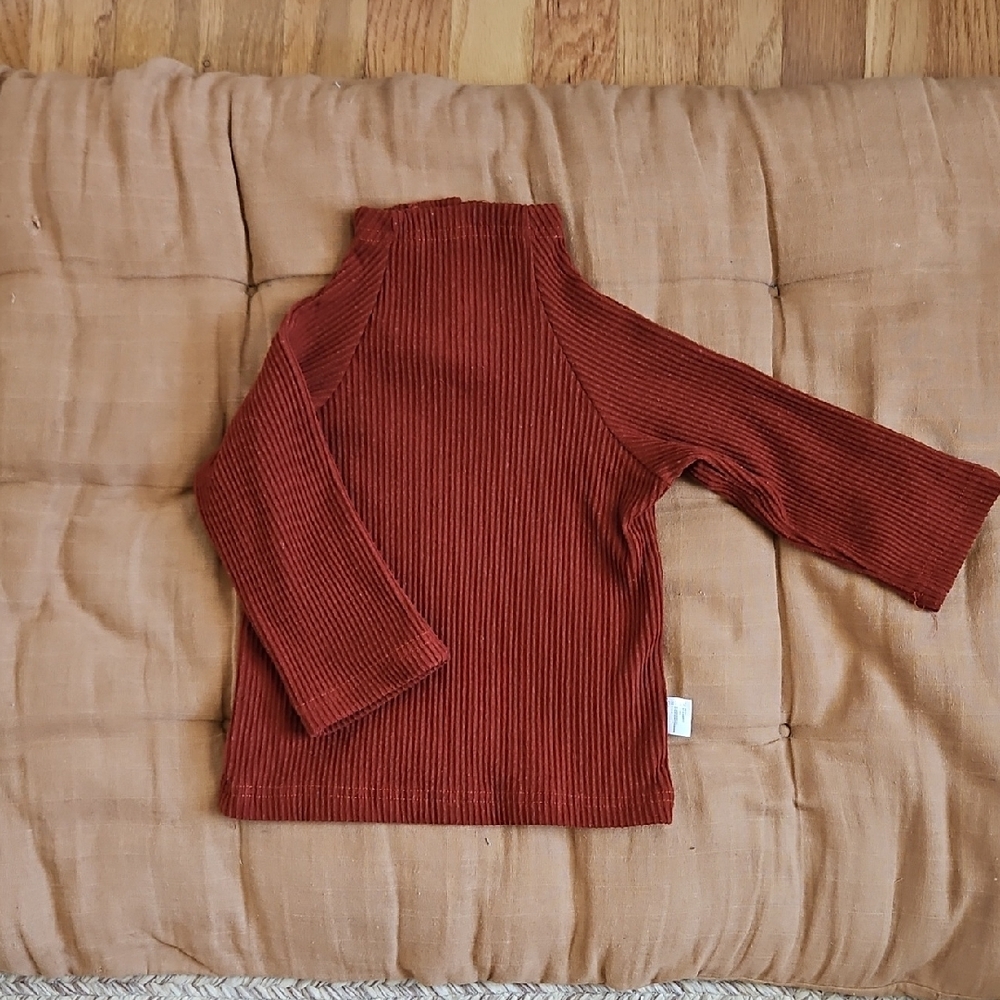 Burgundy Ribbed Mock Neck Long Sleeve